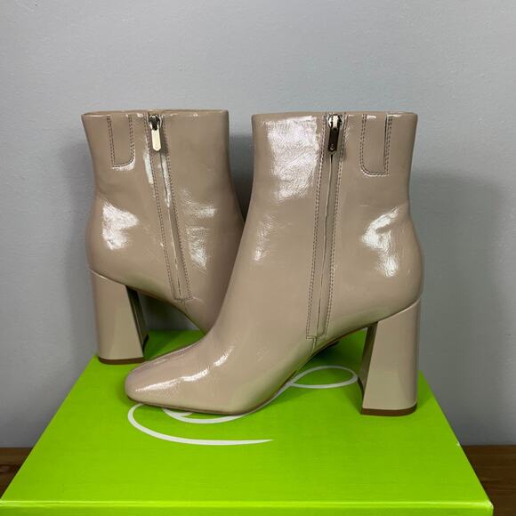 New Sam Edelman Codie Square Toe Bootie in Chai Latte Patent Women's Size 10 - Picture 6 of 9